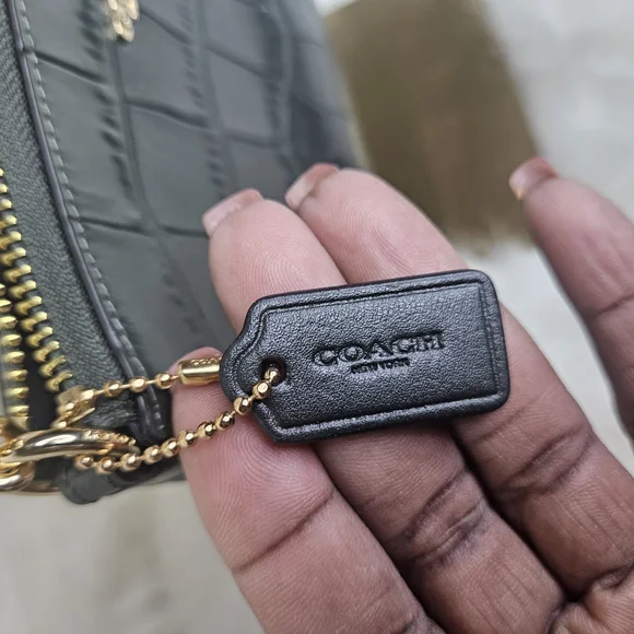 NWT Coach Nolita Green Croc-Embossed Leather Bag - Picture 3 of 7